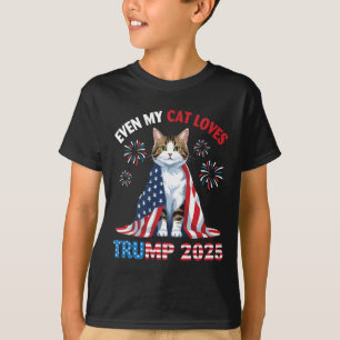 T-shirt Chat pyrotechnique portant le drapeau américain Mê