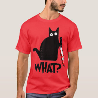 T-shirt Chat Quel Chat Noir Meurtre Chat Avec Couteau