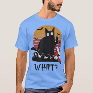 T-shirt Chat Quelle Chemise Drôle Chat Noir Avec Couteau T