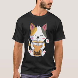 T-shirt Chat qui boit du thé à bulles Boba amateur