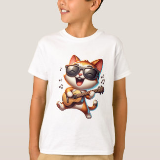 T-shirt Chat qui joue de la guitare