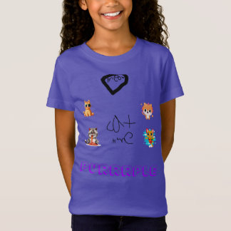 T-Shirt Chat Quirky Collage Enfants Violets