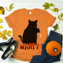 Chat Quoi ? Chat noir meurtrier avec couteau Hallo