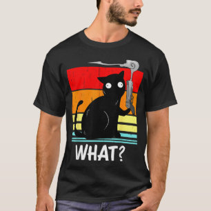 T-shirt Chat Quoi_ Chat Noir Meurtrier Avec Pistolet Hallo