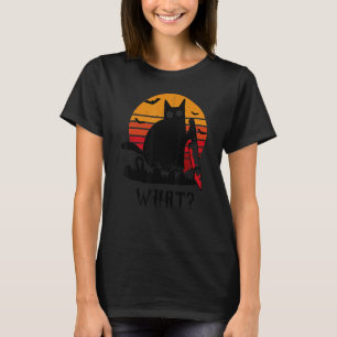 T-shirt Chat quoi drôle chat noir avec couteau tueur Hallo