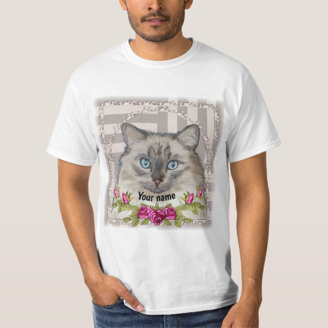 T-shirt Chat Ragdoll rose (Devant)
