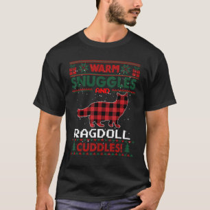 T-shirt Chat Ragdoll Rouge Carreaux Buffalo Cadeau Noël dé