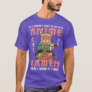 T-shirt Chat Ramen Bowl Anime nouilles japonaises Kawaii N