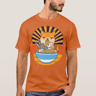 T-shirt Chat Ramen Chien Shiba Inu Japonais Kawaii mignonn