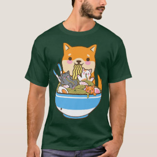 T-shirt Chat Ramen Chien Shiba Inu Japonais Kawaii mignonn