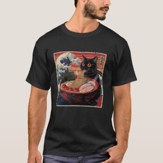 T-shirt Chat Ramen Japonais Drôle Tee - shirts Graphiques 