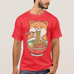 T-shirt Chat Ramen Kawaii Anime Filles Nourriture Japonais
