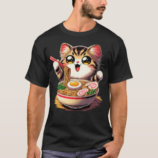 T-shirt Chat Ramen nouilles Anime Kawaii Chat japonais