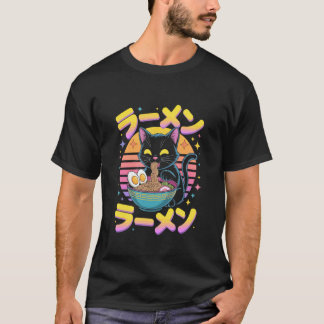 T-shirt Chat Ramen se détendant dans les nouilles Mignonne