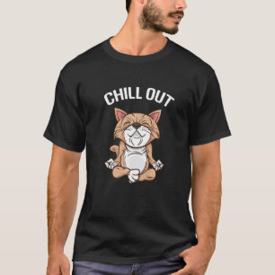 T-shirt Chat Relaxant Méditation Lotus Siège Yoga