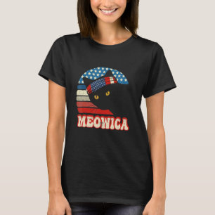 T-shirt Chat Rétro 4 Juillet Meowica Merica Hommes Usa Ame