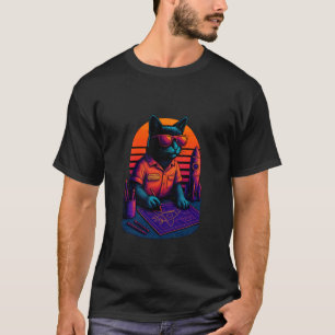 T-shirt Chat Rétro Avec Compétences Spatiales De Fusée Ing