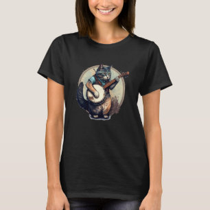 T-shirt Chat Rétro Jouant du Banjo Chaton Mignon Joueur de