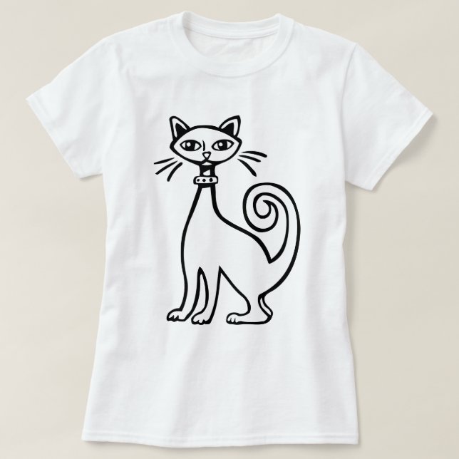 T-shirt Chat rétro - Noir et Blanc (Design devant)