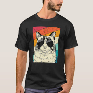 T-shirt Chat Rétro Vintage Ragdoll avec Lunettes de Soleil