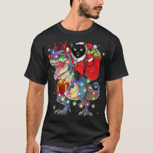 T-shirt Chat Riding A Dinosaur T Rex Cadeaux de Noël Class