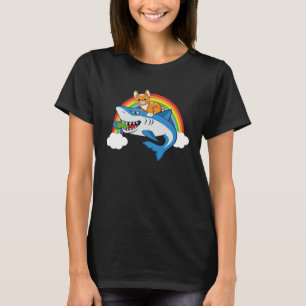T-shirt Chat Riding Requin Manger Picket Avec Arc En Arc P