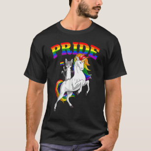 T-shirt Chat Riding Unicorn Gay pride Rainbow Lgbtq