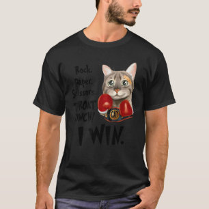 T-shirt Chat Rock Ciseaux de papier Throat Punch Je gagne