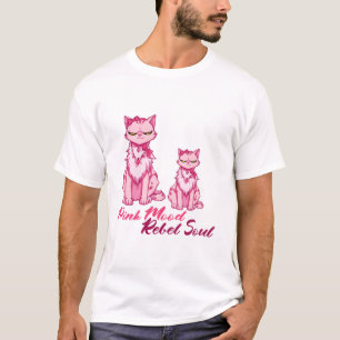 T-shirt Chat Rose Kawaii Âme Rebelle Sassy Art