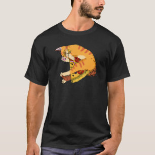 T-shirt Chat roux mangeant une part de pizza pepperoni