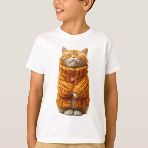 T-shirt Chat roux tabby confortable dans un pull tricoté p