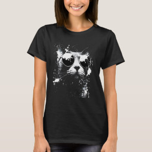 T-shirt Chat russe bleu cool avec éclaboussures blanches d