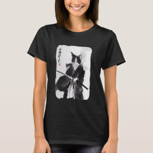 T-shirt Chat Samouraï Art du Guerrier Japonais Ukiyo-e Vin