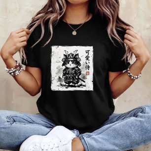 T-shirt Chat Samouraï Art Japonais Sumi-e Chat Kawaii Nouv