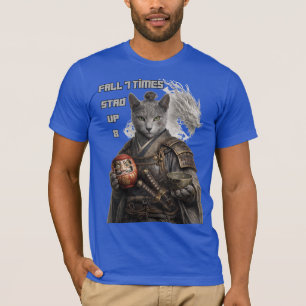 T-shirt Chat Samouraï Bleu Russe