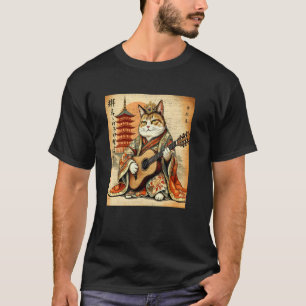 T-shirt Chat samouraï déchiquette l'art de la guitare du g