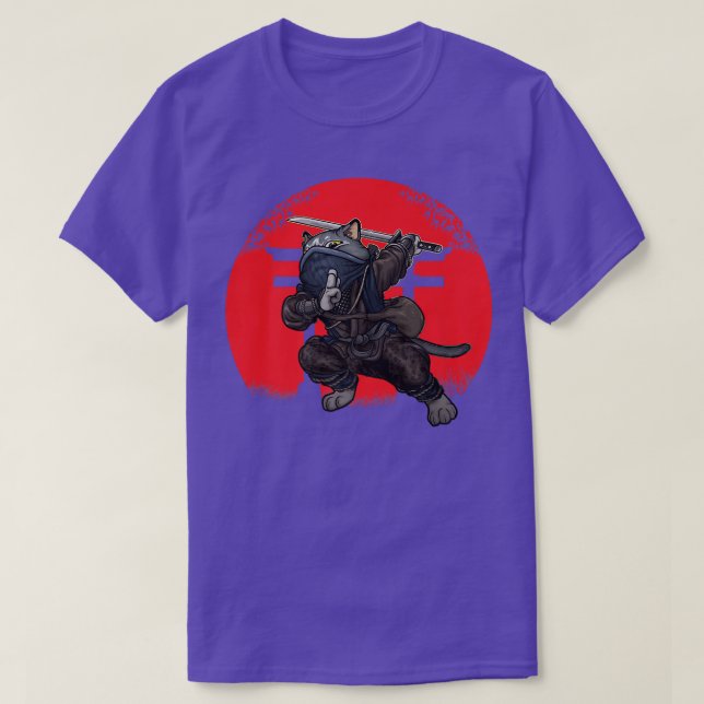 T-shirt Chat Samouraï Drapeau Japon Kendo Ninja Épée Guerr (Design devant)