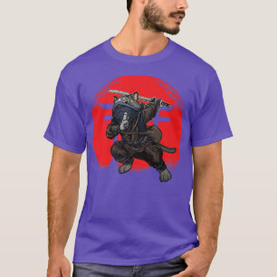 T-shirt Chat Samouraï Drapeau Japon Kendo Ninja Épée Guerr