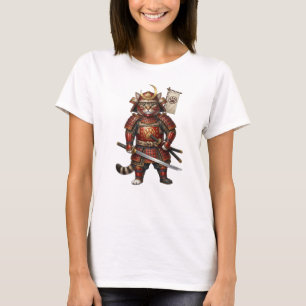 T-shirt Chat Samouraï en Armure Traditionnelle – avec Épée