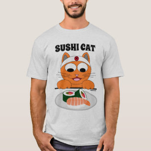 T-shirt Chat Samouraï Japonais Sushi CAT