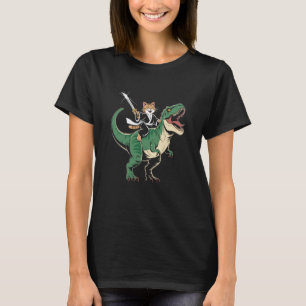 T-shirt Chat samouraï montant un dinosaure Art japonais