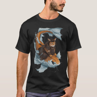 T-shirt Chat Samouraï Ninja Esthétique Katana Japonais Tok