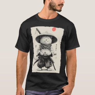 T-shirt Chat Samouraï Ramen Esthétique Japonais Ukiyo-e An