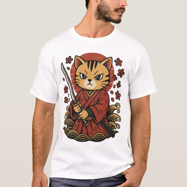 T-shirt Chat Samurai | Chat guerrier japonais (Devant)