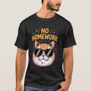 T-shirt Chat sans devoirs drôle premier jour d'école