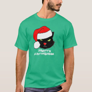 T-shirt Chat Santa Hat personnalisable