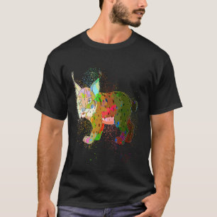 T-shirt Chat sauvage caracal éclaboussure de peinture colo
