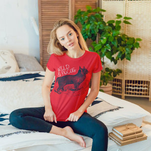 T-shirt Chat sauvage Eurasique Lynx Femmes Hommes Rouge