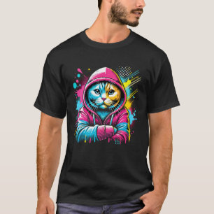T-shirt Chat Scottish Fold Art Coloré