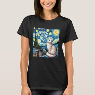 T-shirt Chat Scottish Fold sous un ciel nocturne étoilé